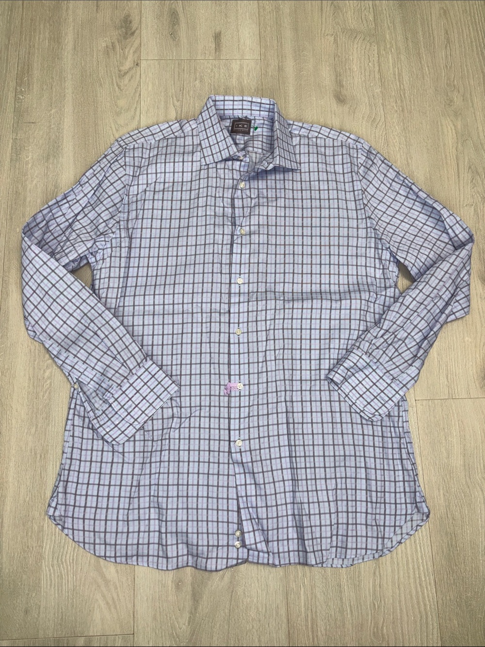 🔥BUNDLESALE Mens 16 34/35 Ike Behar Light Windowpane Cotton Dress Shirt